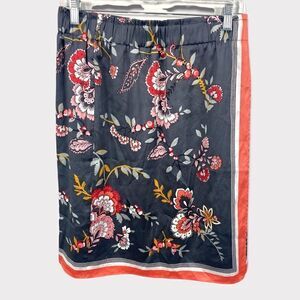 Ann Taylor Wrap Skirt - Floral Grey Orange Print